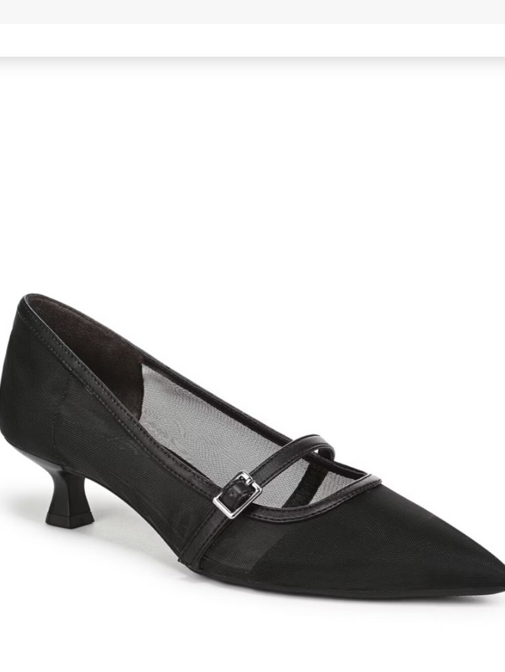 Life Stride Women's Madelyn Kitten Heel Pump Black Mesh 6.5 WIDE